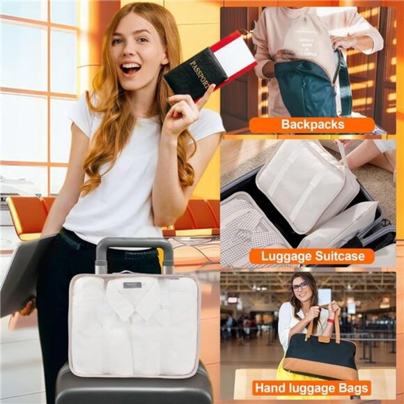 8Set Packing Cubes for Suitcase,Travel LuggagePacking Organizers with LaundryBag - Picture 6 of 7